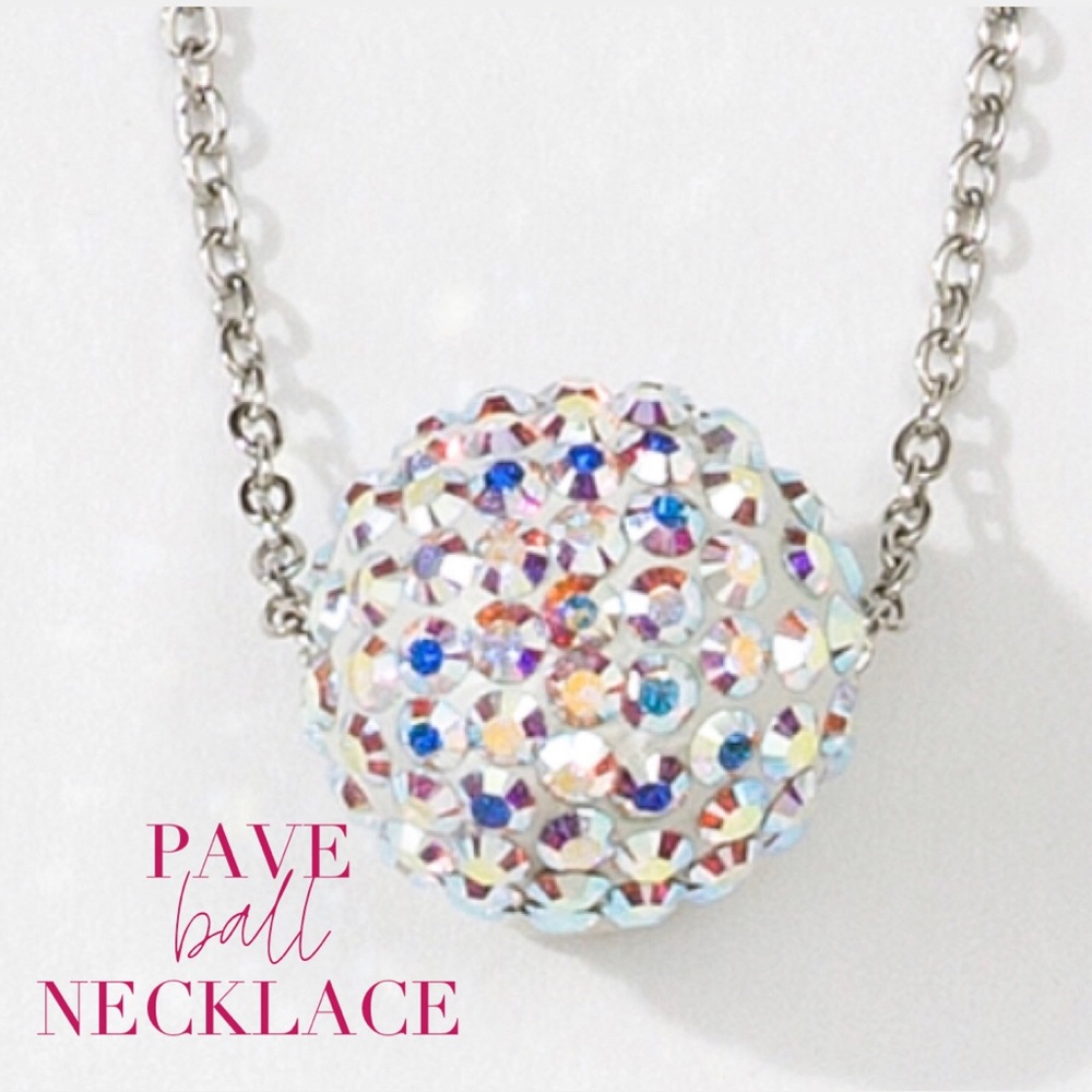 - Touchstone Crystal by Swarovski pave ball necklace aurore boreale BNIB